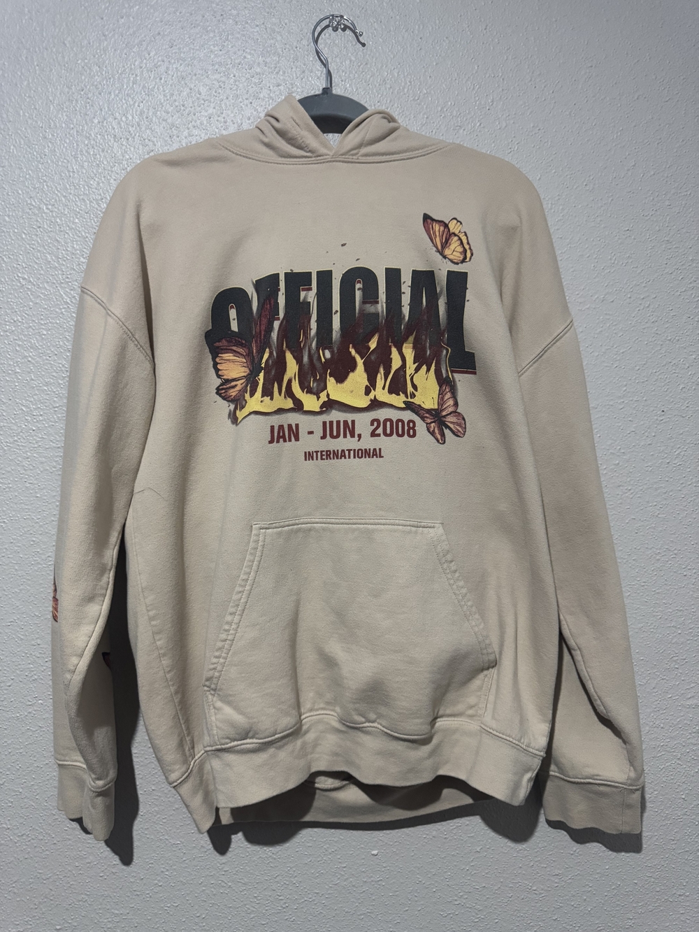 boohooMAN M Graphic Skull Butterfly Hoodie 2008 Tour Style Y2K Streetwear